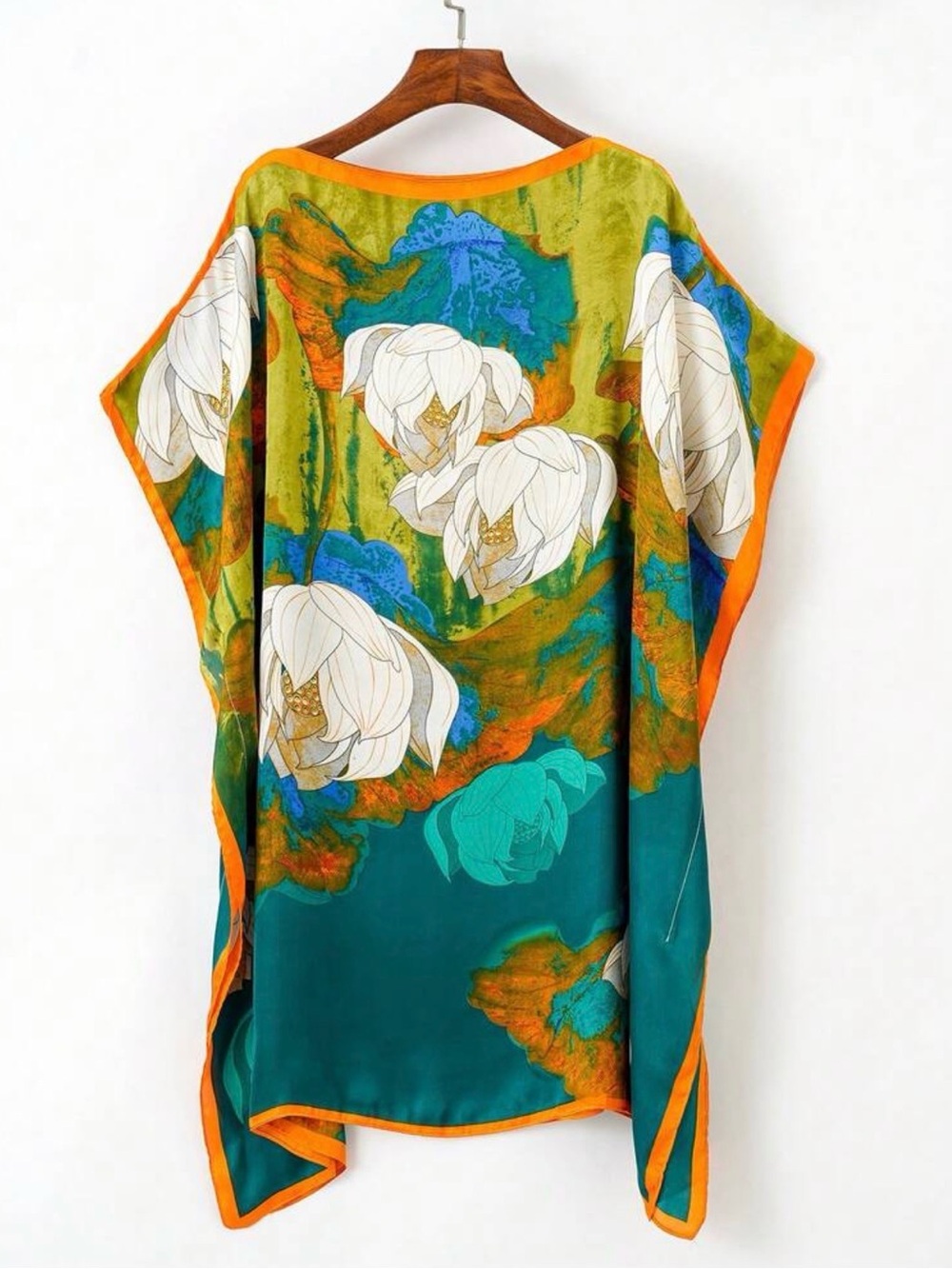 One Size Fits Most Silk Feel Floral Long Tunic NWT